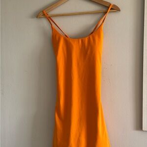 Halara Bright Orange Strappy Back Bodycon Mini Dress Size M